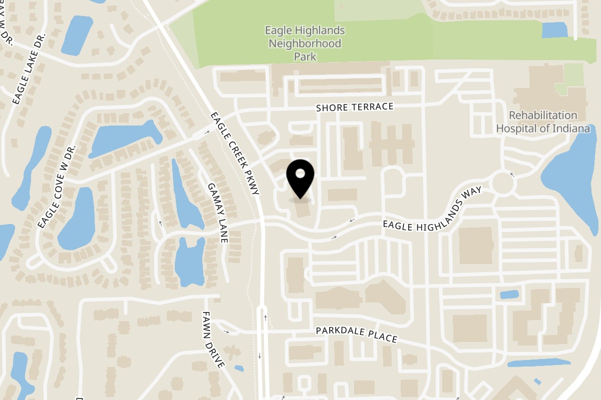 Map showing the location of Vibez Ultra Lounge on 6920 Eagle Highlands Way in Indianapolis